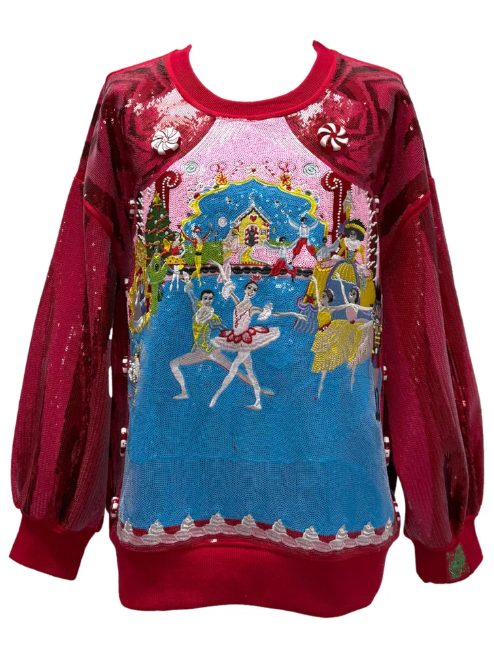 Red Nutcracker Ballet Stage Scene Sweatshirt