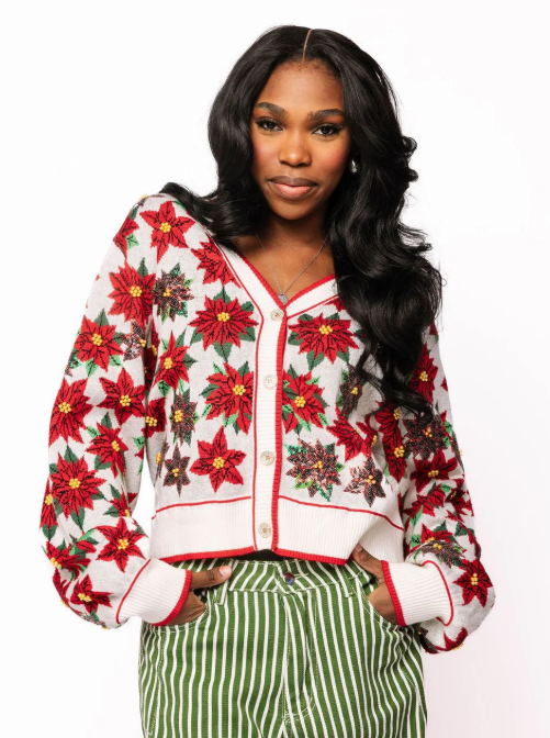 10.24 PREORDER :: White & Red Poinsettia Cardigan