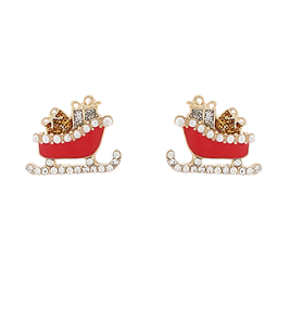 Santa's Sleigh Jeweled Stud
