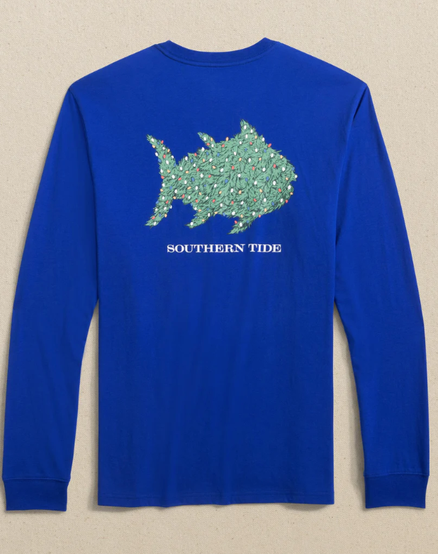 Skipjack Long Sleeve Lights Tee | Dress Blue