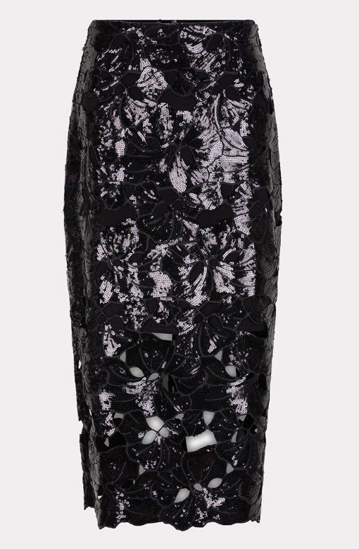 Floral Sequin Midi Skirt