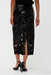 Floral Sequin Midi Skirt