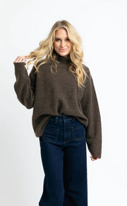 Sarah Solid Turtleneck Sweater | Chocolate