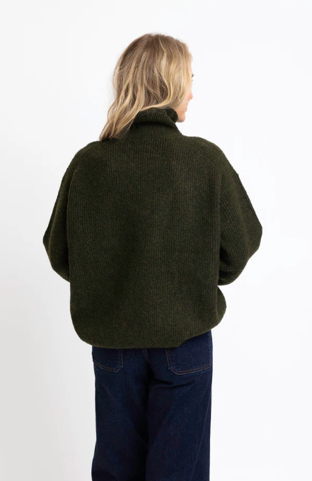 Sarah Solid Turtleneck Sweater | Olive