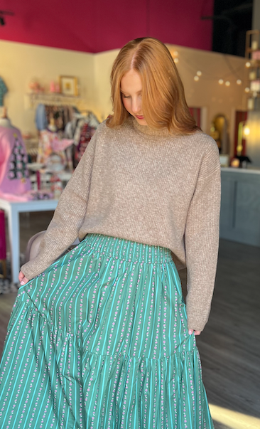 Sarah Solid Turtleneck Sweater | Camel