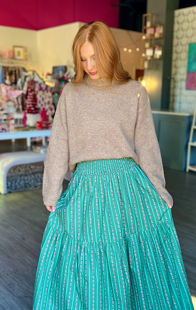 Sarah Solid Turtleneck Sweater | Camel