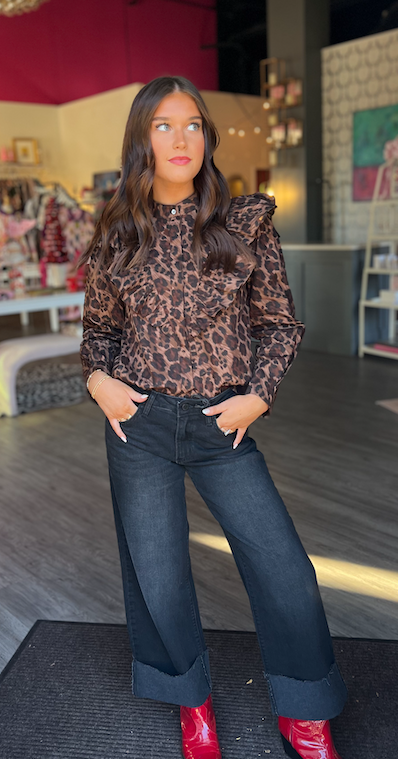 Rivoli Leopard Ruffle Top