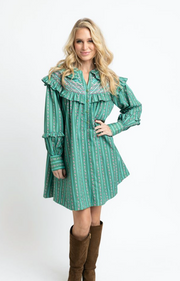 Green Vine Ruffle Dress