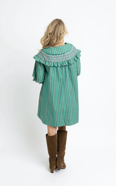 Green Vine Ruffle Dress