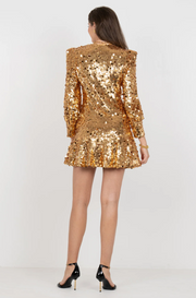 Jenny Dress | Gold Sequin