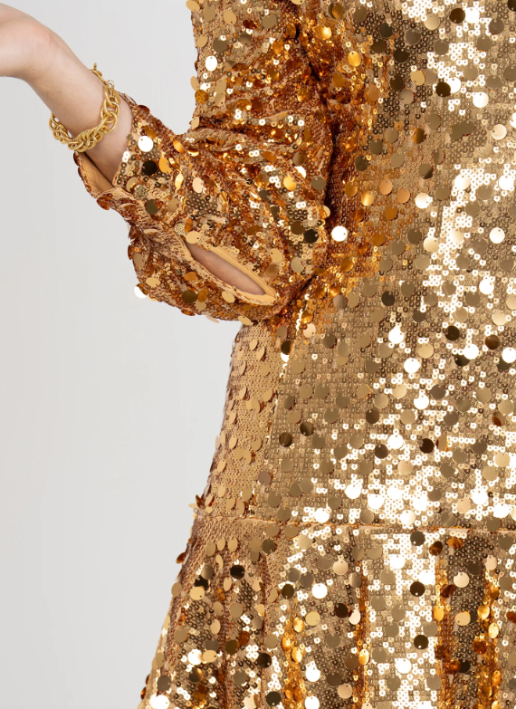 Jenny Dress | Gold Sequin