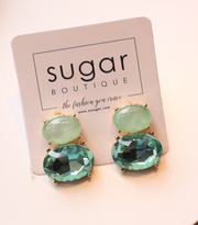 2 Oval Stone Stud Earring