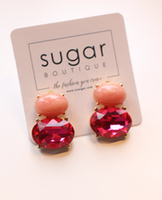 2 Oval Stone Stud Earring