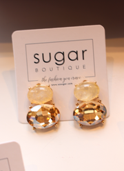 2 Oval Stone Stud Earring