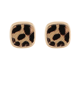 Leopard Print Square Leather Stud