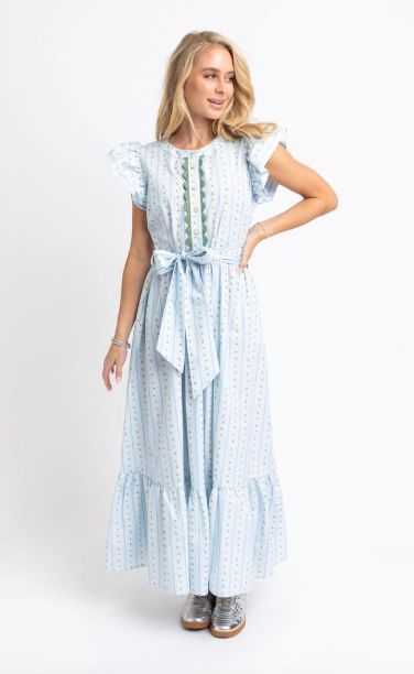 Blue Dainty Floral Ric Rac Maxi