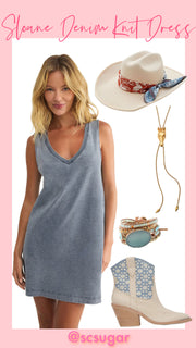 Sloane V-Neck Jersey Denim Dress