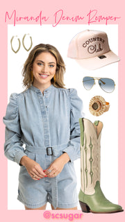 Miranda Belted Denim Romper