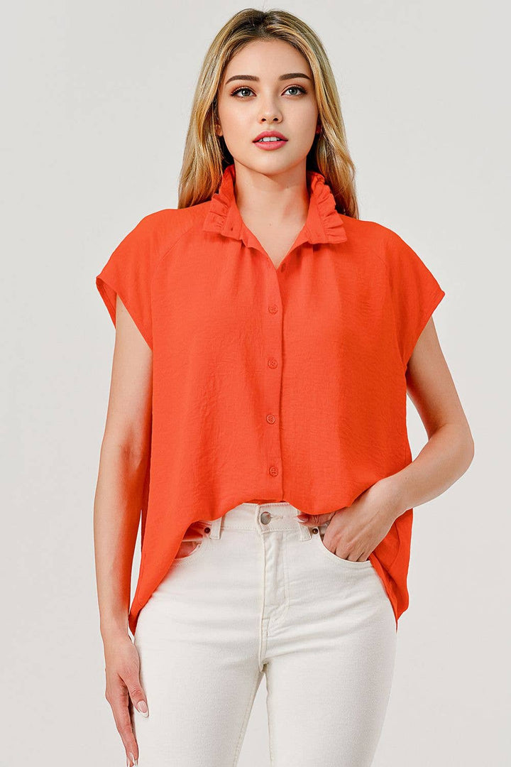 Catherine Button Down Blouse | Orange