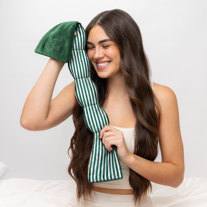 Silk Weighted Sleep Mask | Green Stripe