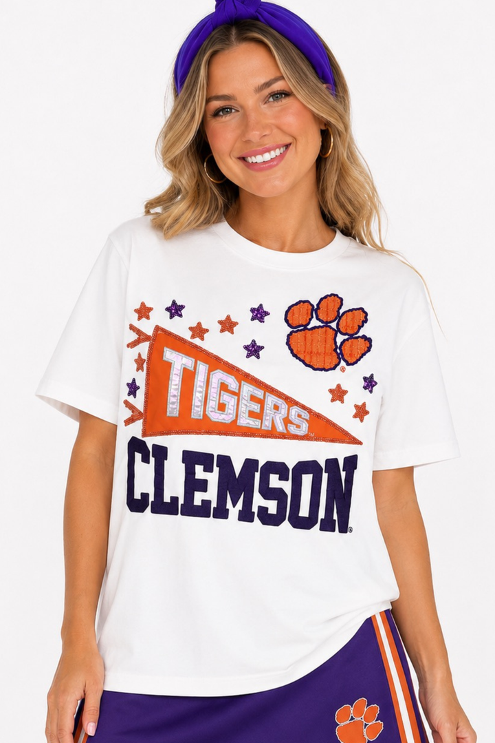 Clemson Pennant Sparkle Tee
