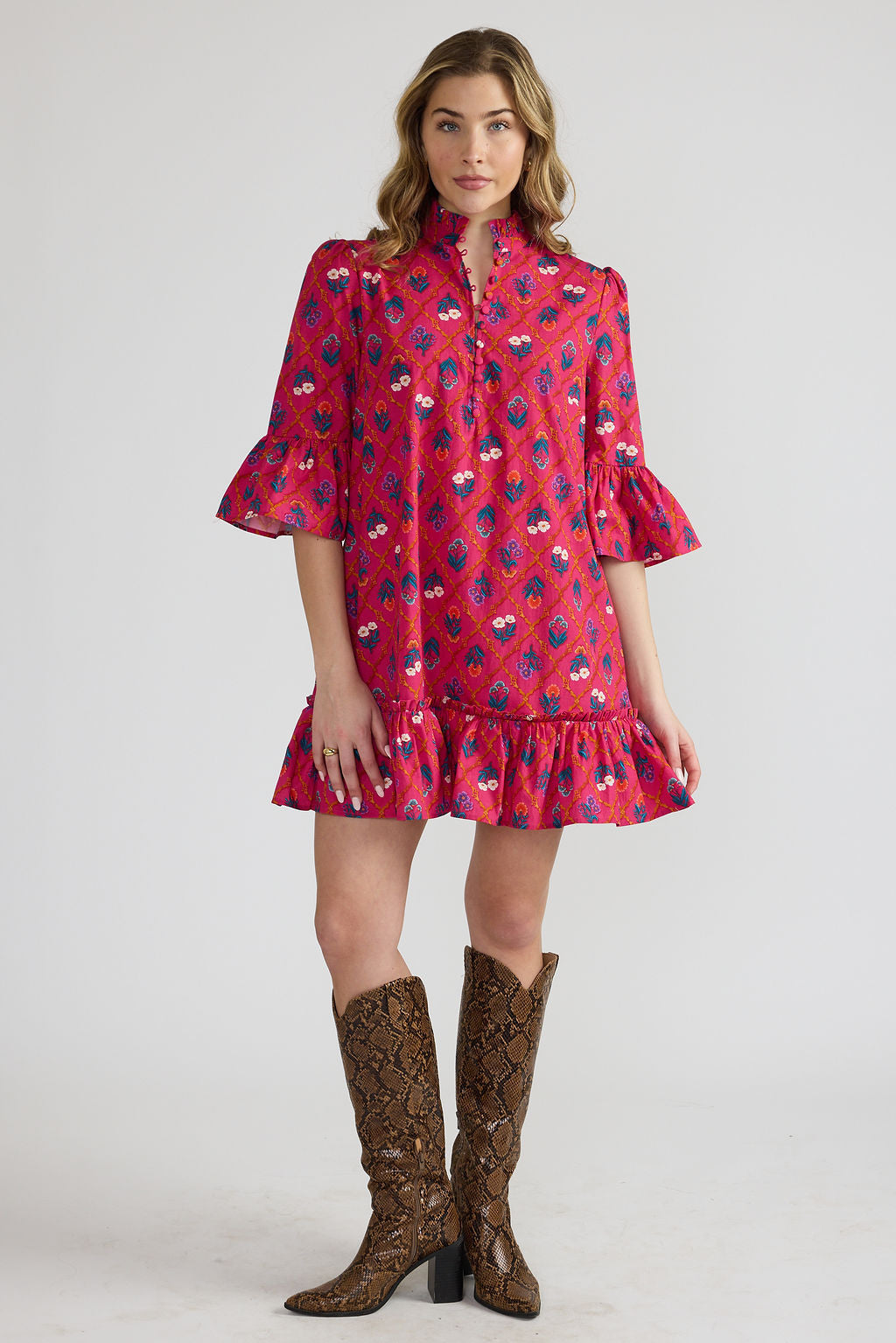 Chelsea Dress | Fuchsia Lattice