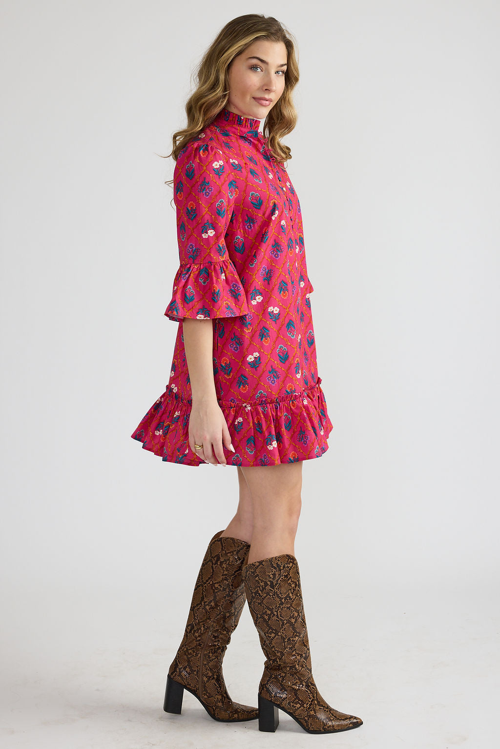Chelsea Dress | Fuchsia Lattice