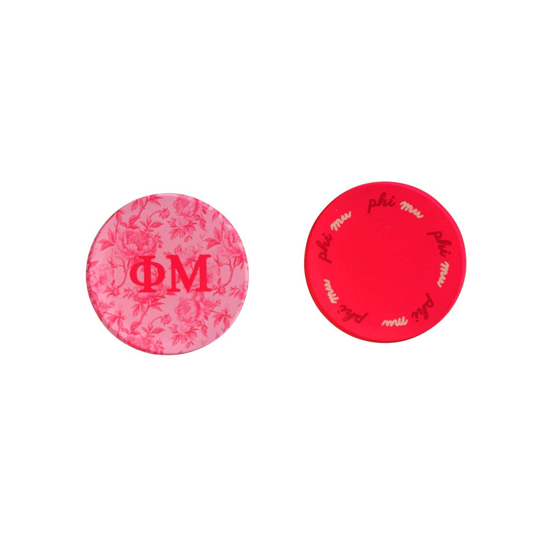 Sorority Reversible Sided Acrylic Floral Coaster: Phi Mu