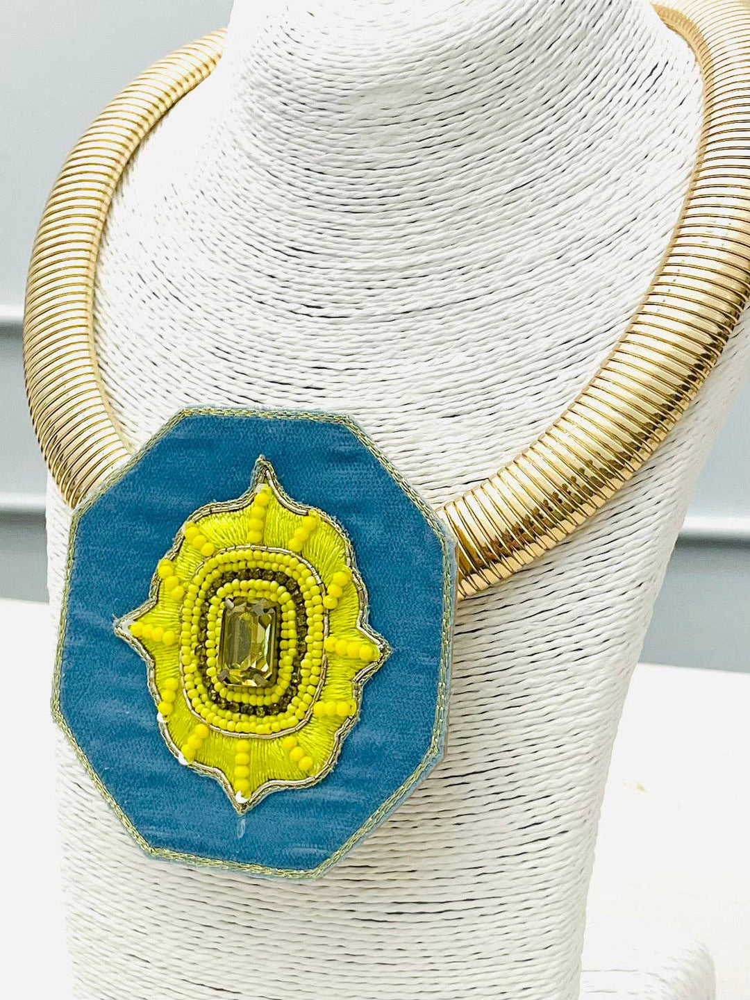 Gilded Medallion Necklace | Blue