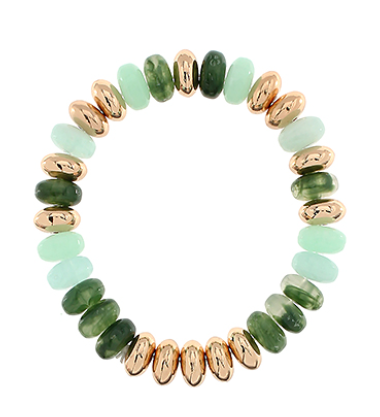 Sorento Rondelle Beaded Bracelet | Green &amp; Gold