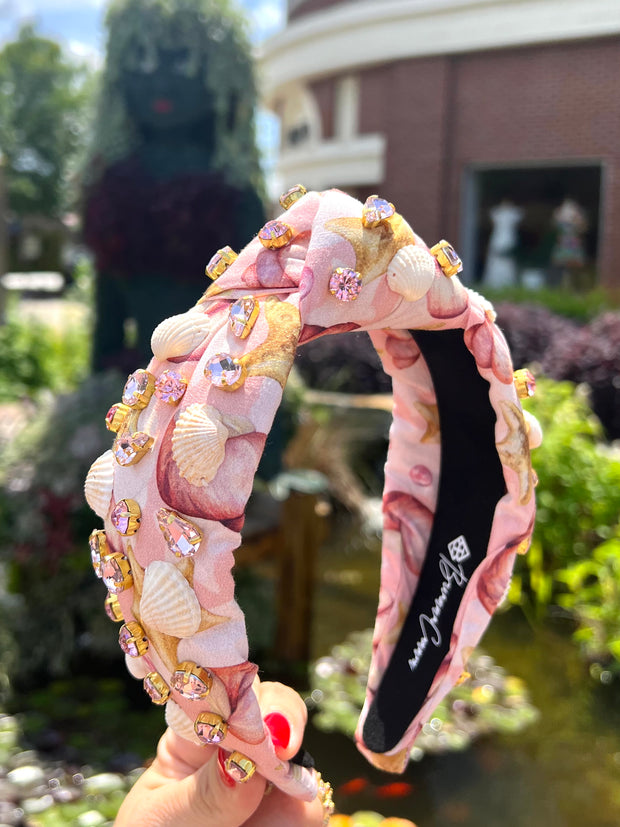 Pink Shell Headband with Crystals
