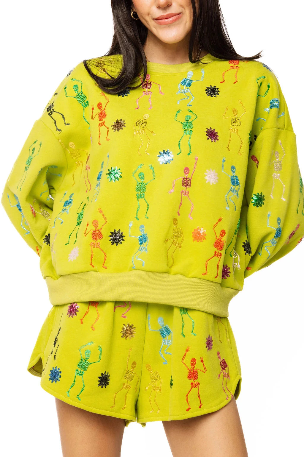 Multi Skeleton Sweatshirt | Lime Green