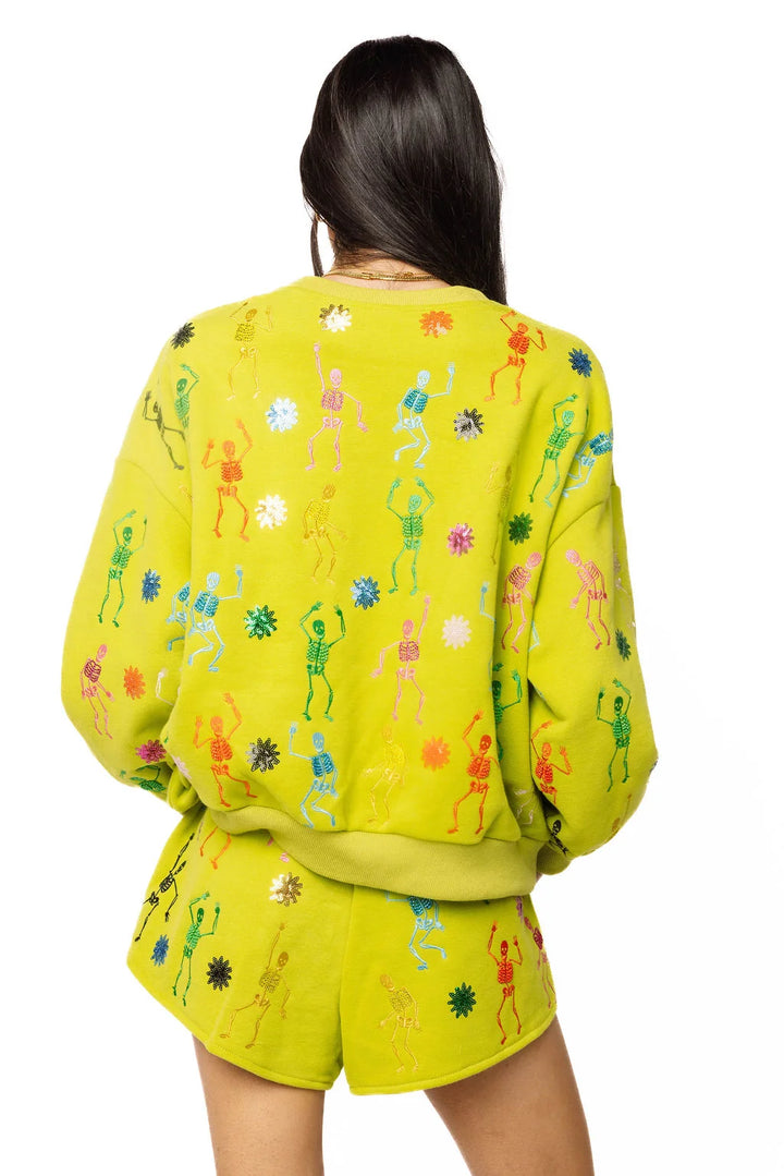 Multi Skeleton Sweatshirt | Lime Green