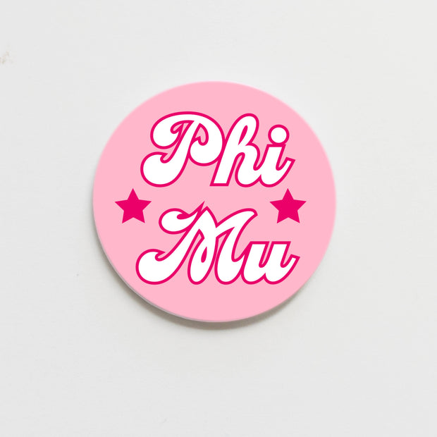 Phi Mu Written in the Stars Greek Button - 2.25 inch