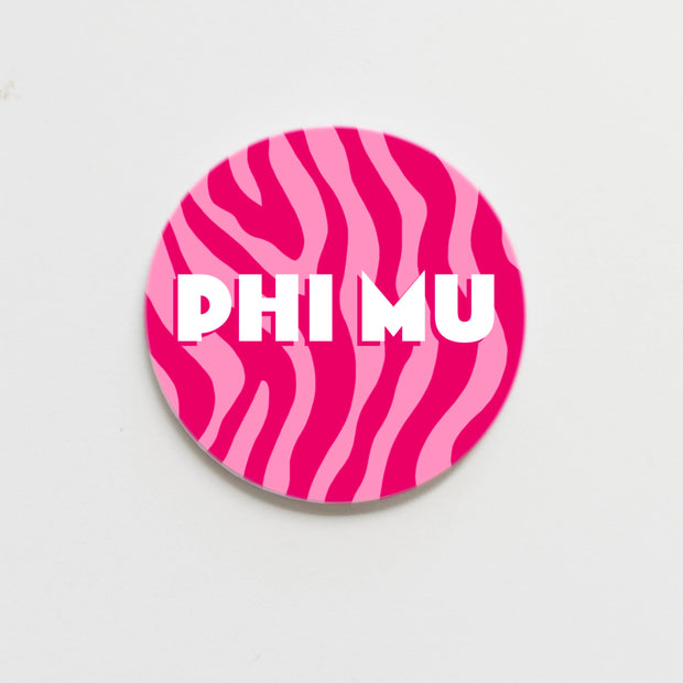 Phi Mu Zebra Greek Button