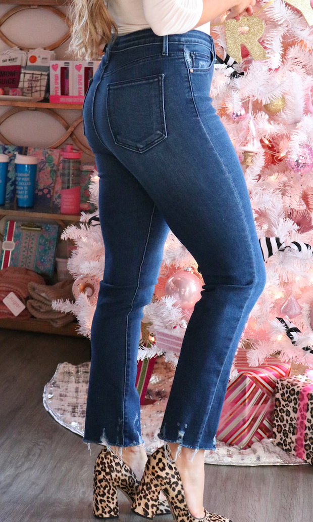 Hi Rise Slim Straight - Dark Denim