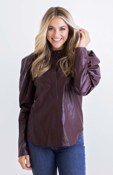 Fine Like Wine Faux Leather Top - M