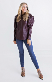 Fine Like Wine Faux Leather Top - M