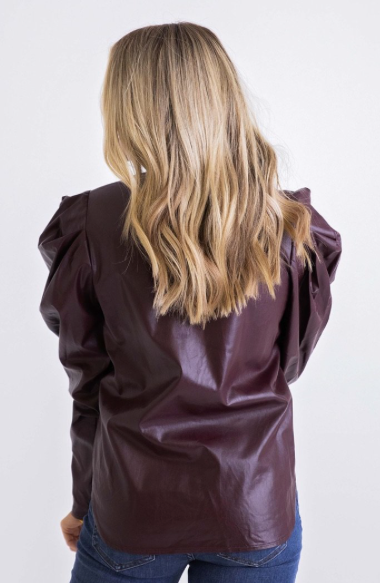 Fine Like Wine Faux Leather Top - M