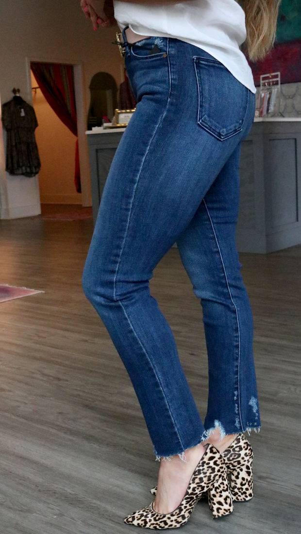 Hi Rise Slim Straight - Dark Denim