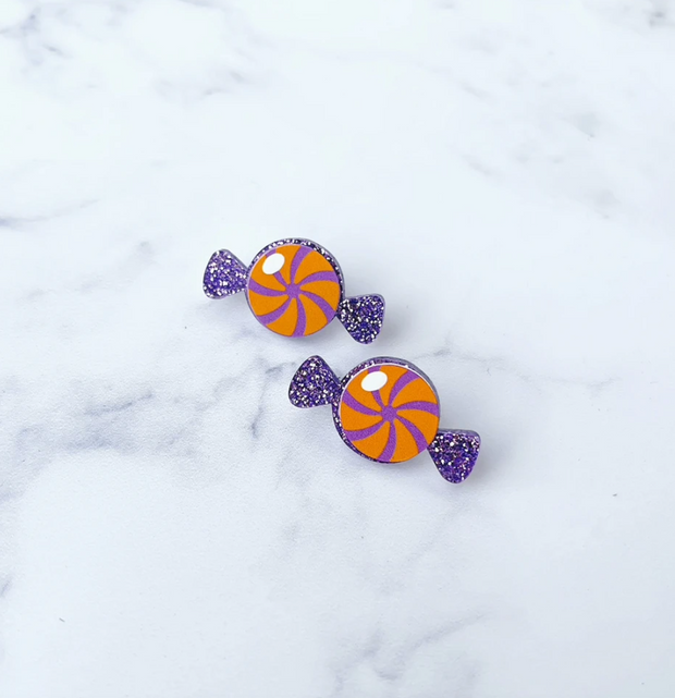 Purple Glitter Candy Studs