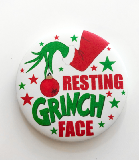 Resting Grinch Face Button
