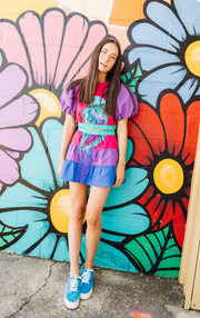 Parrot Puff Sleeve Crop Top