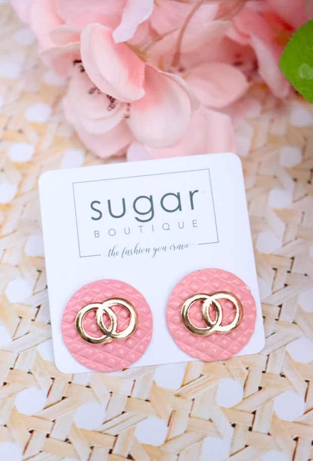 Quilted Perfection Stud | Pink