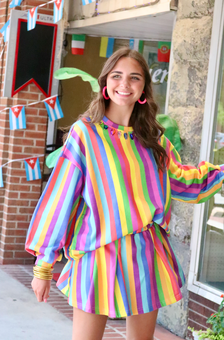 Rainbow Stripe Skort