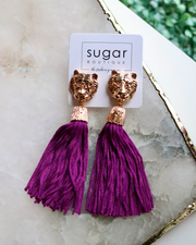 Glam Tiger Tassel Earring | Purple