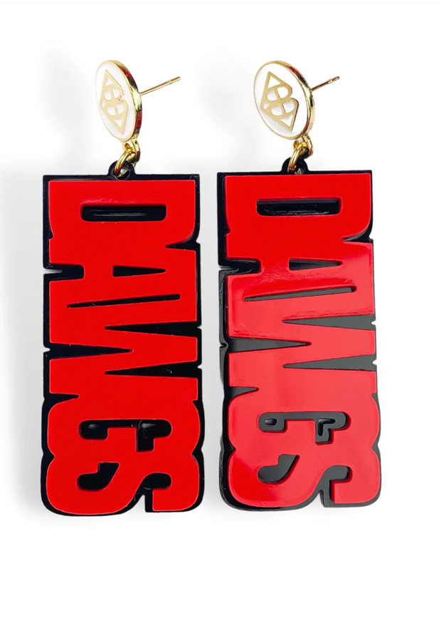 Red and Black DAWGS Earring