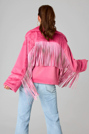 Skylar Fringe Faux Fur Jacket | Hot Pink