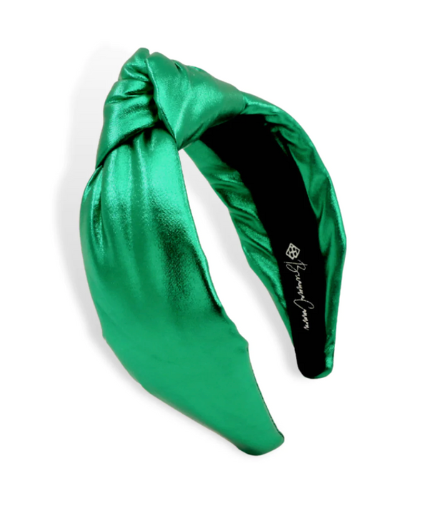 Green Puff Metallic Knotted Headband