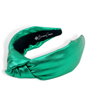 Green Puff Metallic Knotted Headband